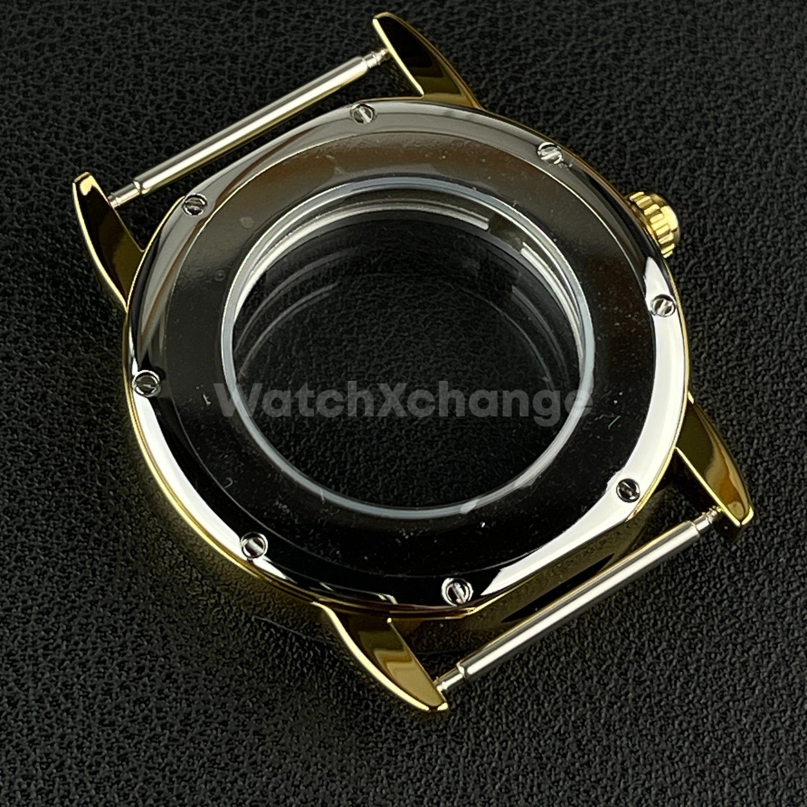 Gold Sapphire Crystal 42mm Steel Watch Case For ETA 2824 PT5000 Movement