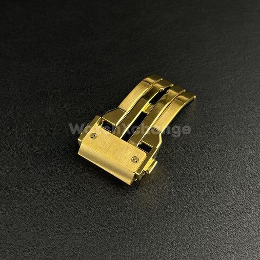 Gold 22mm Clasp For HUBLOT Watch Rubber Strap Band Buckle Stainless Steel