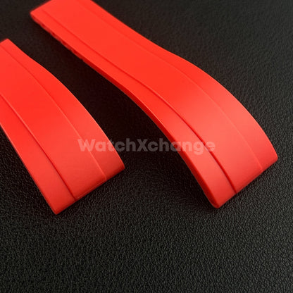 20mm 21mm Red Silicone Rubber Watch Strap Band For Rolex OYSTERFLEX GMT