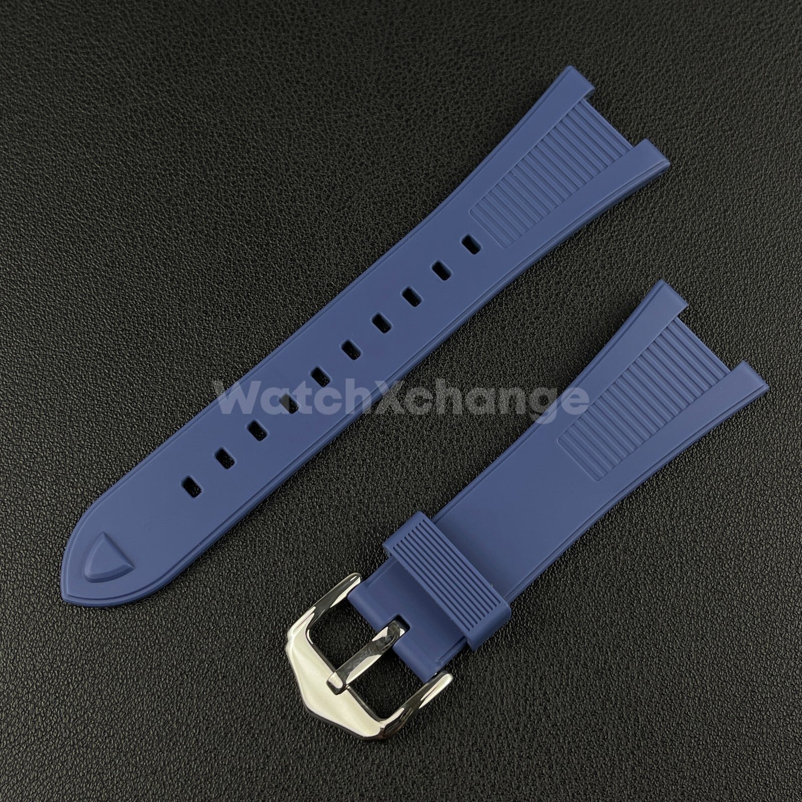 Blue 25*12mm Silicone Rubber Watch Strap For Patek Phillip Nautilus 5711 5712
