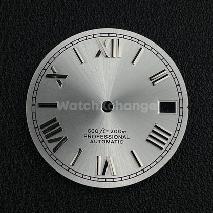 28.5mm White Silver Roman Numeral Watch Dial for SEIKO NH35 4R35 Movements