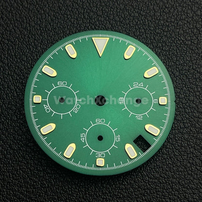 Green 29.5mm Modified Watch Dial Accessory for VK63 Quartz Movement