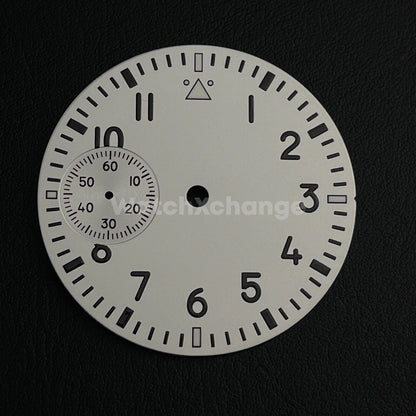 37mm White Watch Dial Green Luminous For ETA6497 Seagull ST3600 Movement Part