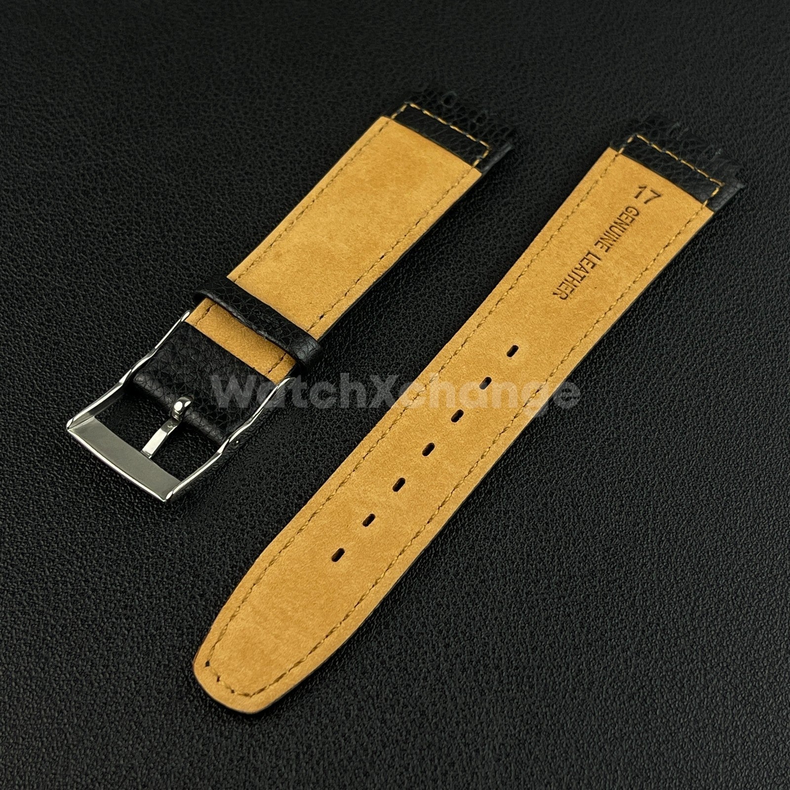 Black Genuine Leather Watch Band Strap 17mm for SWATCH YCS YAS YGS
