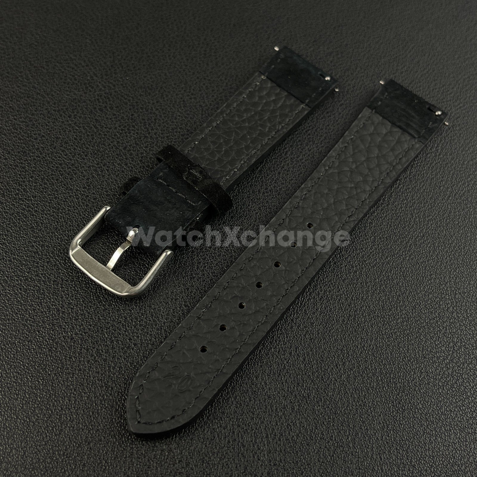 Black Watch Strap Suede Leather Premium Quick Release Band 18 19 20 22mm