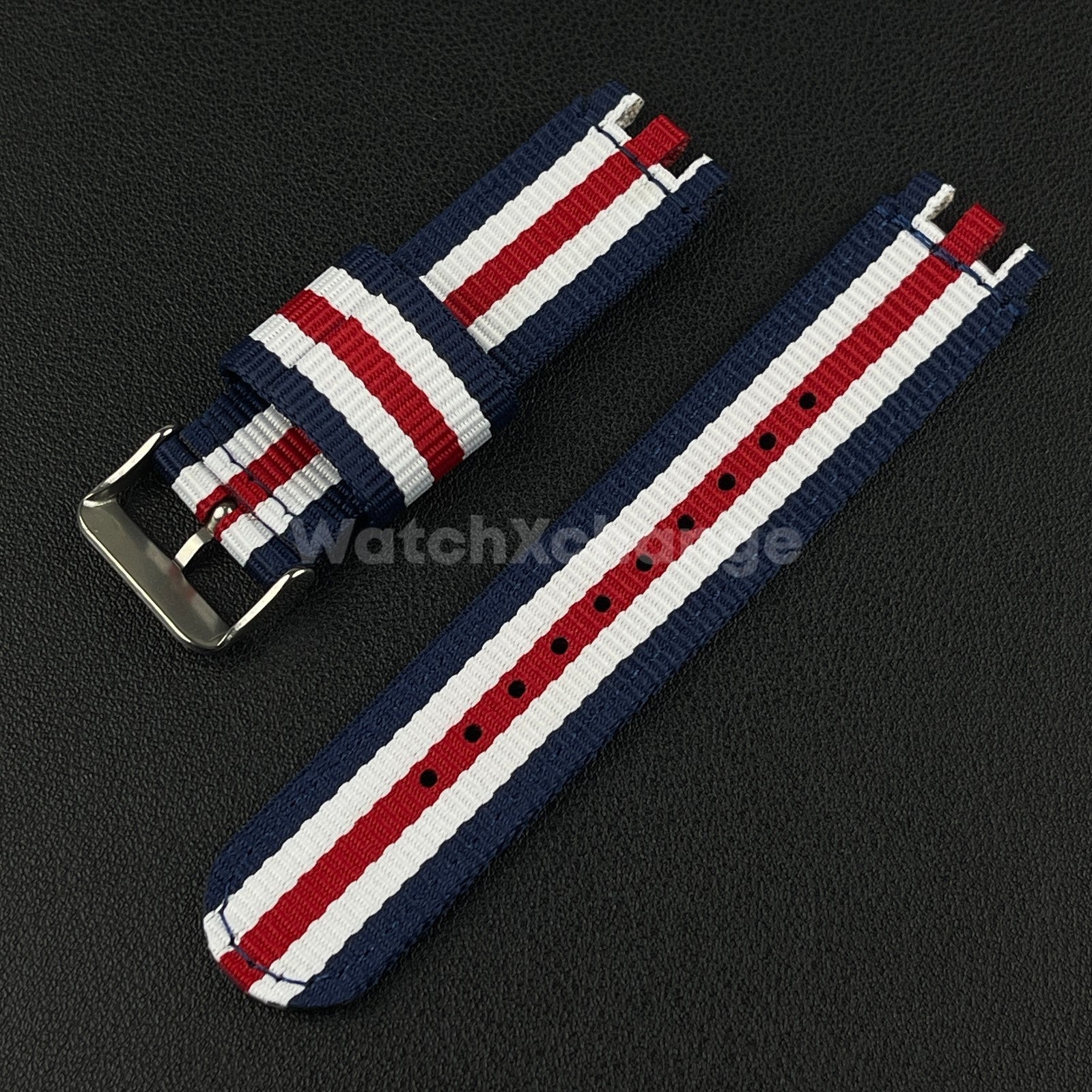 Blue Red White For Swatch Canvas Watch Band Sport Wristband 17/19/20mm