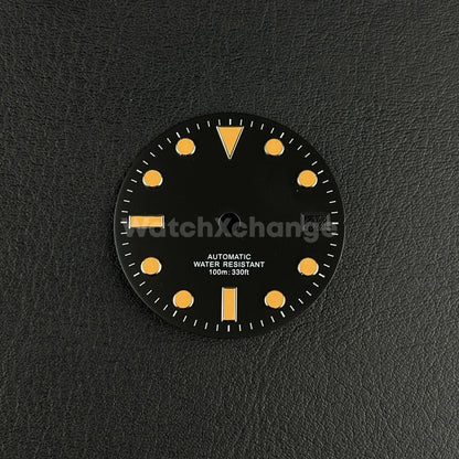 28.5mm Black & Orange Watch Dial for SEIKO NH35 Watch Movement Parts