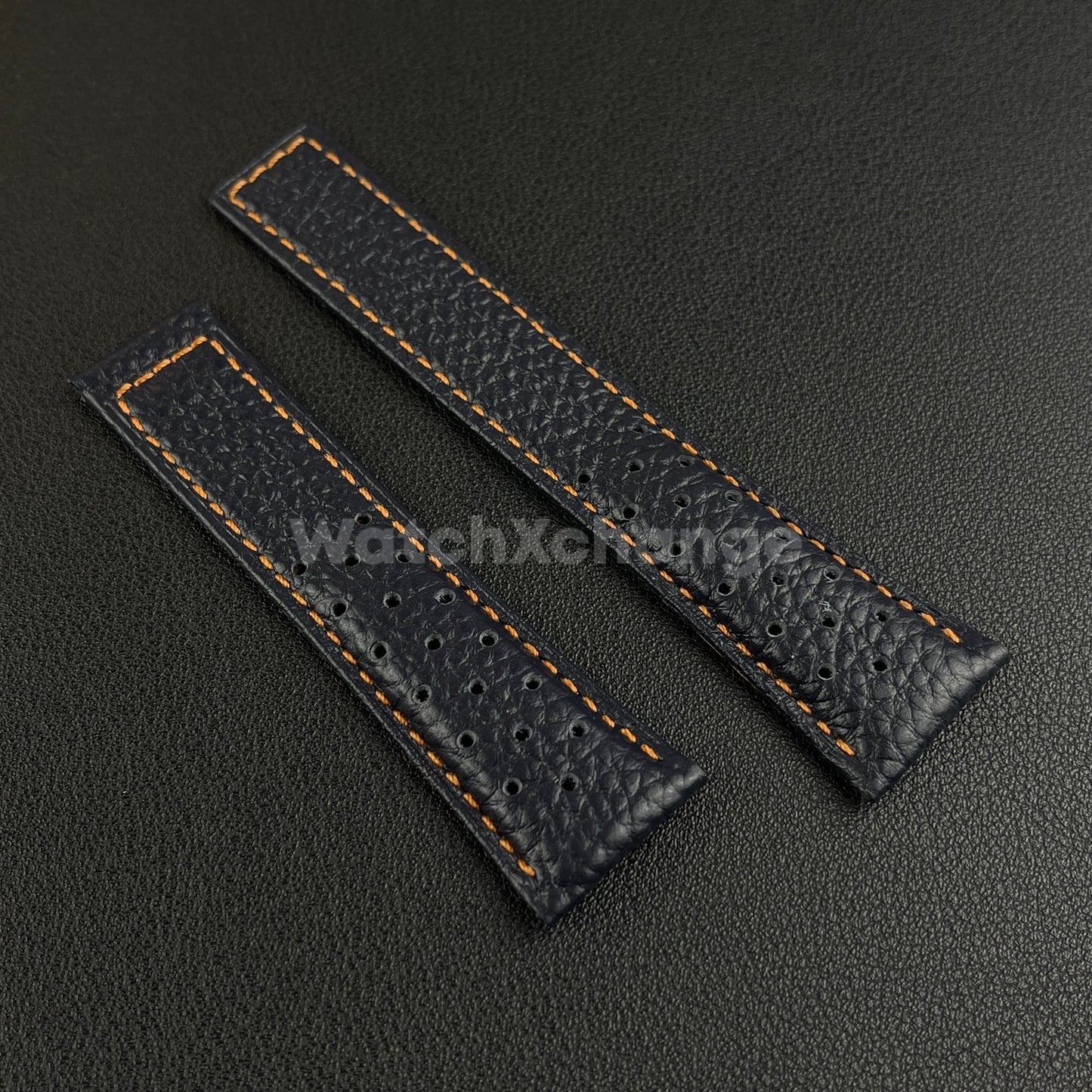 Blue 22mm Perforated Leather Racing Strap for TAG Heuer Monaco Wrist Band