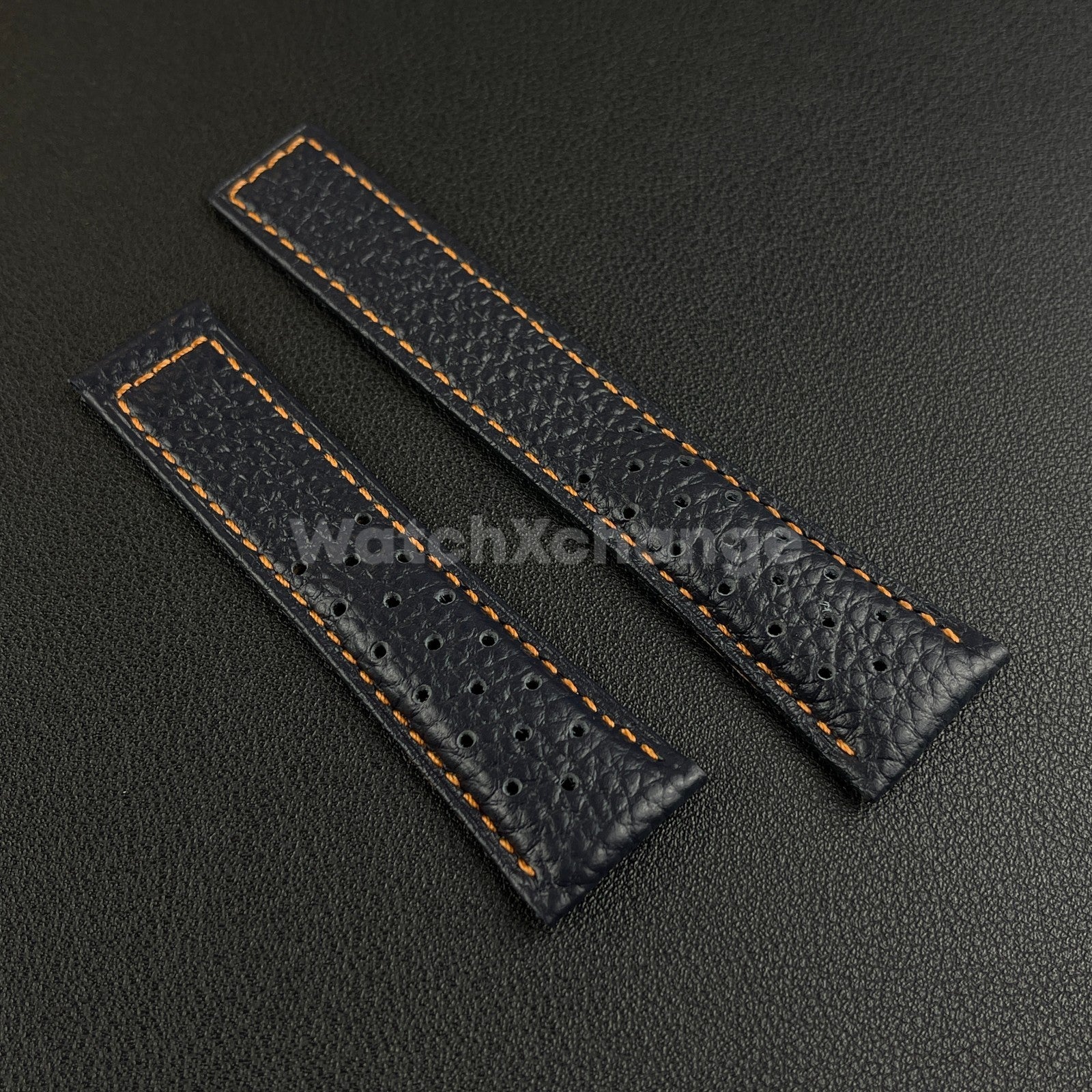 Blue 22mm Perforated Leather Racing Strap for TAG Heuer Monaco Wrist Band