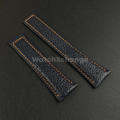 Blue 22mm Perforated Leather Racing Strap for TAG Heuer Monaco Wrist Band
