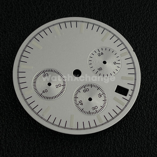 DEFECTIVE Silver 31.5mm Modified Watch Dial Accessory for VK63 Quartz Movement