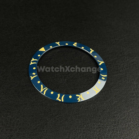 38mm Ceramic Arabic Bezel insert Dark Blue Gold For Rolex Seiko SKX SRPD