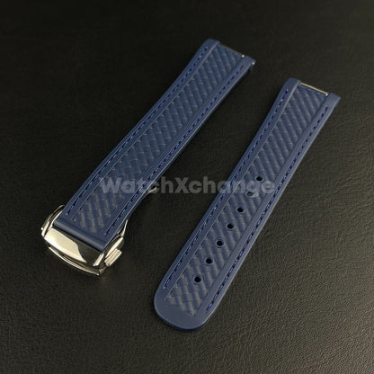 Blue Silicone Rubber Watch Strap For Omega Seamaster Aqua Terra 19/20mm