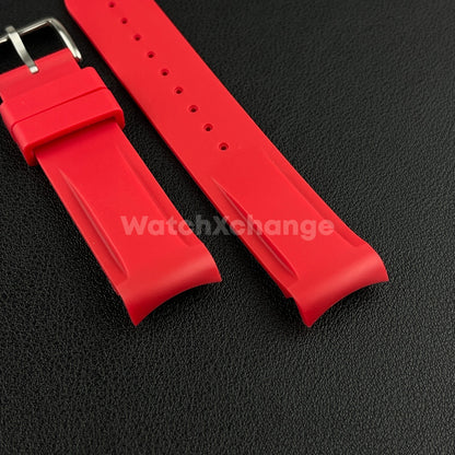 Red 20mm Silicone Rubber Curved End Watch Strap Band For Omega Rolex