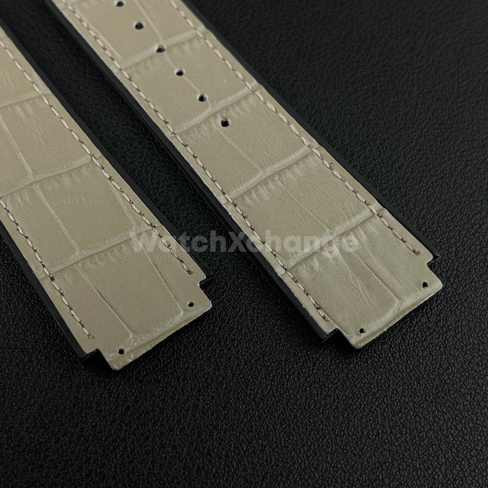 Grey Leather Watch Strap Band 26*19mm Fit HUBLOT BIG BANG