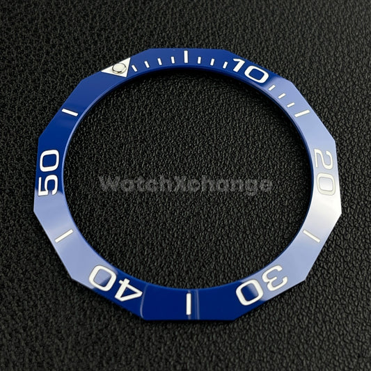 Blue & White 40.9mm x 33.2mm 12 Sided Ceramic Watch Bezel Insert