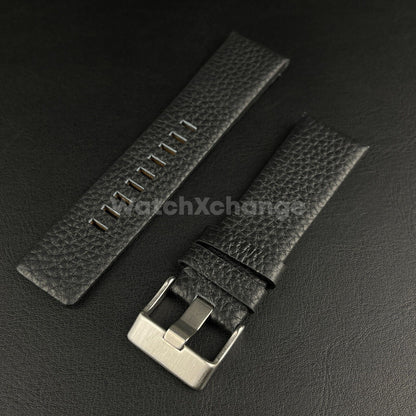 Black Genuine Leather Strap Diesel DZ Series Steel Studded Riveted 22mm - 30mm