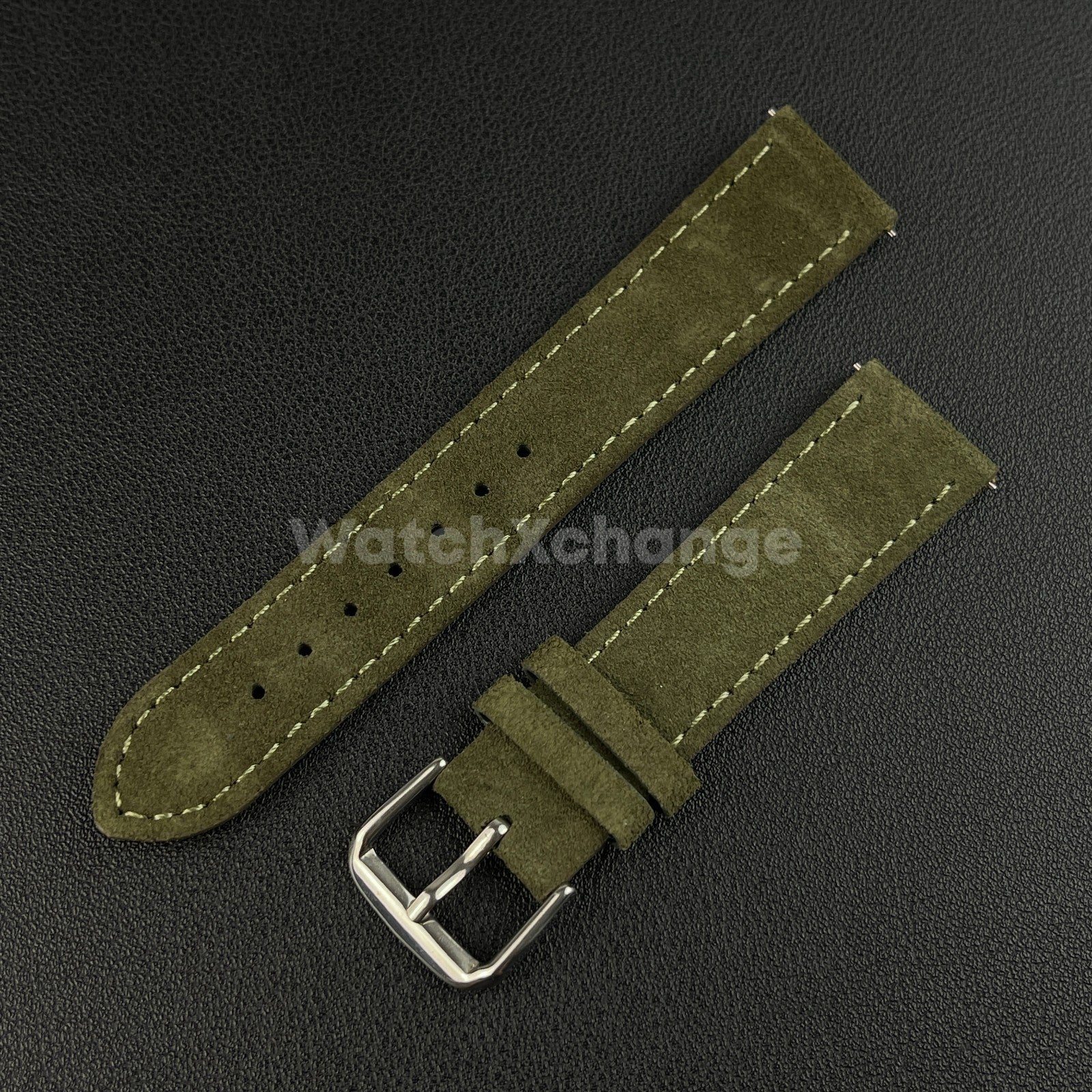 Green Watch Strap Suede Leather Premium Quick Release Band 18 19 20 22mm