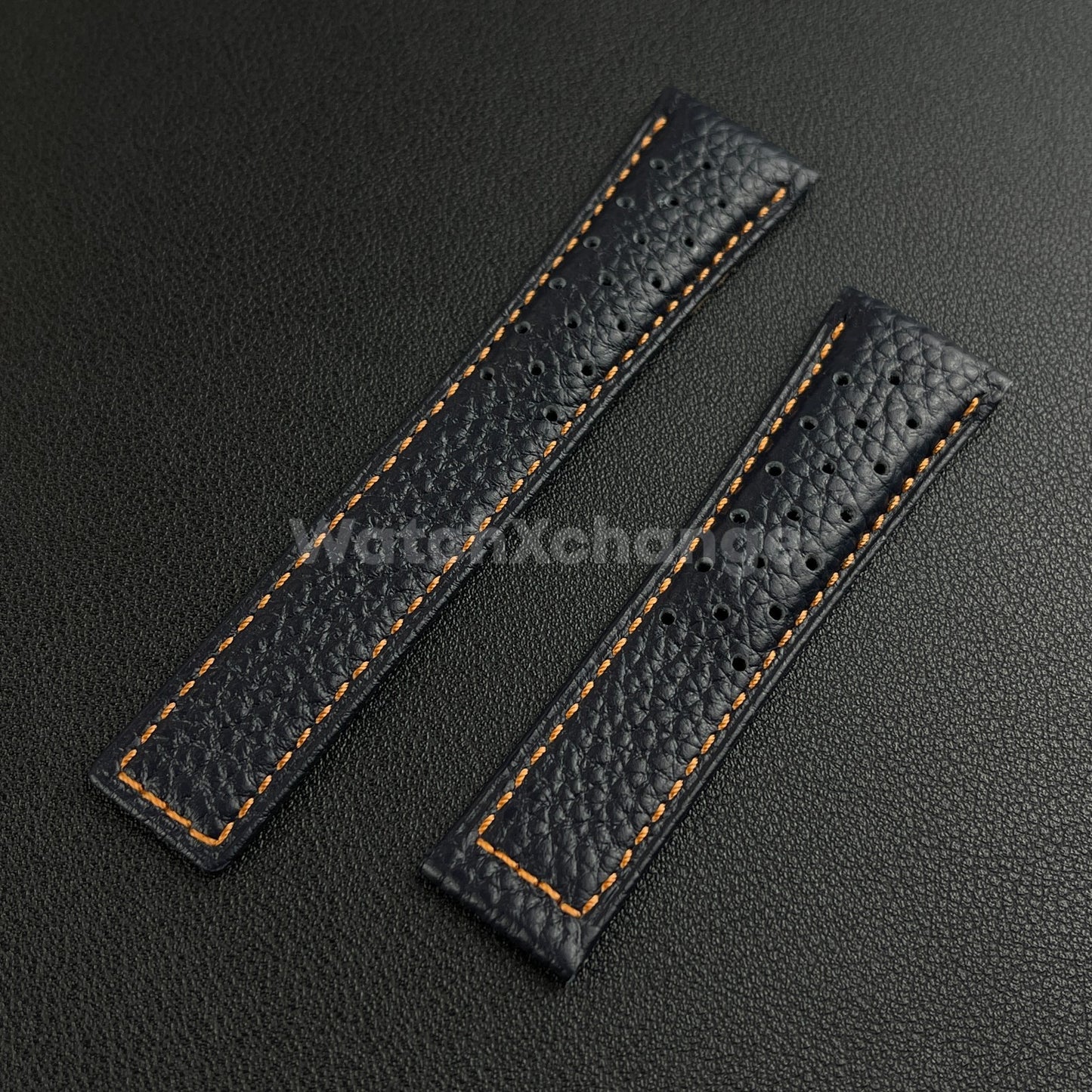 Blue 22mm Perforated Leather Racing Strap for TAG Heuer Monaco Wrist Band