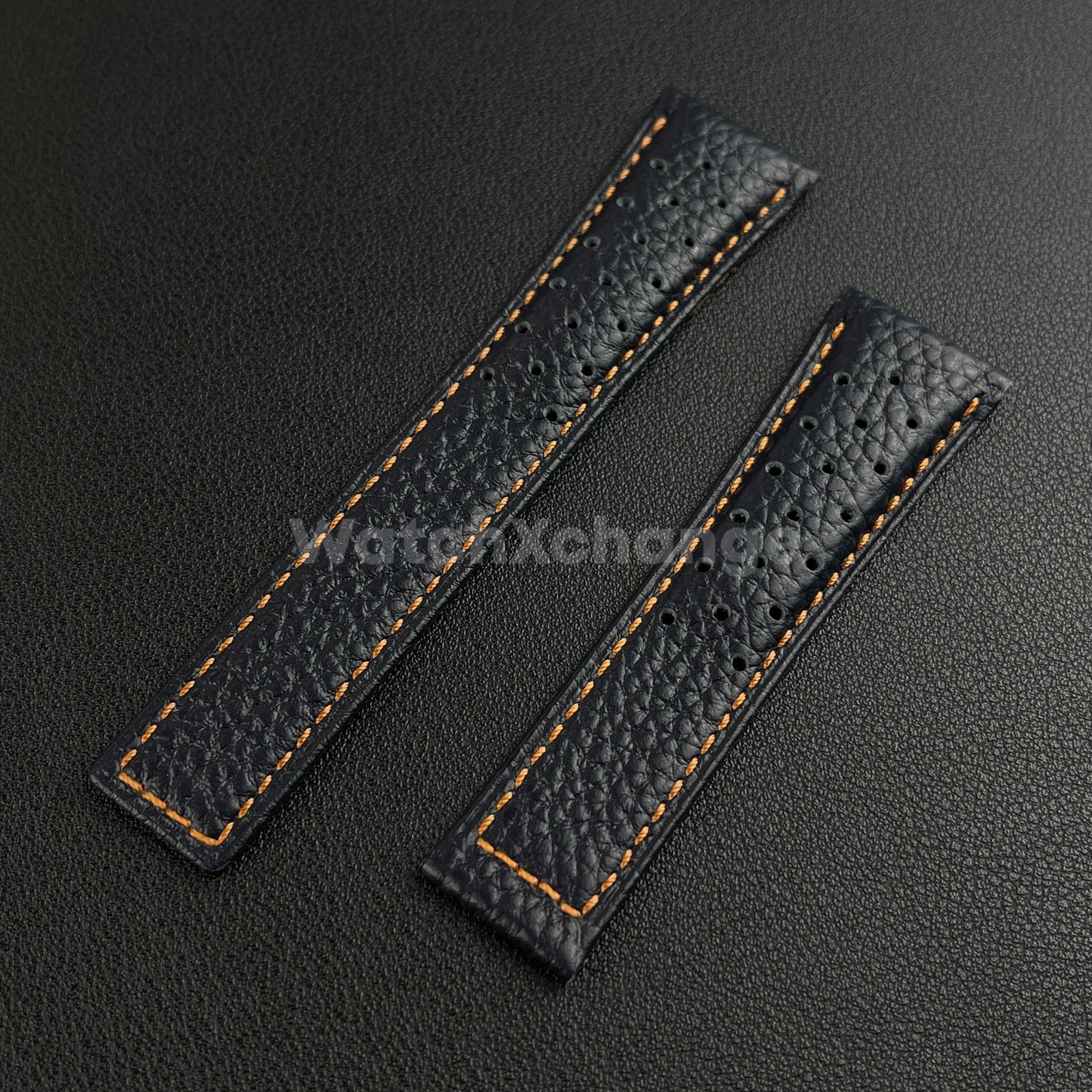 Blue 22mm Perforated Leather Racing Strap for TAG Heuer Monaco Wrist Band