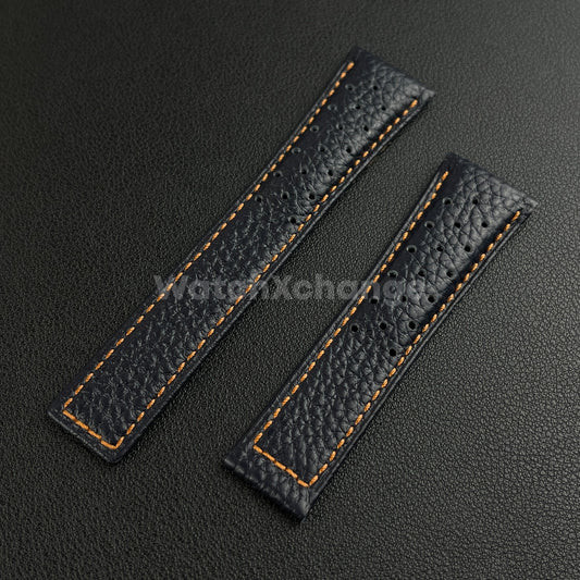 Blue 22mm Perforated Leather Racing Strap for TAG Heuer Monaco Wrist Band