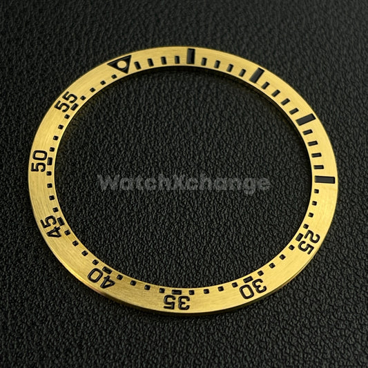 Gold & Black 38mm Flat Aluminium Bezel Insert Diver Watch Seiko Mod SKX SRPD
