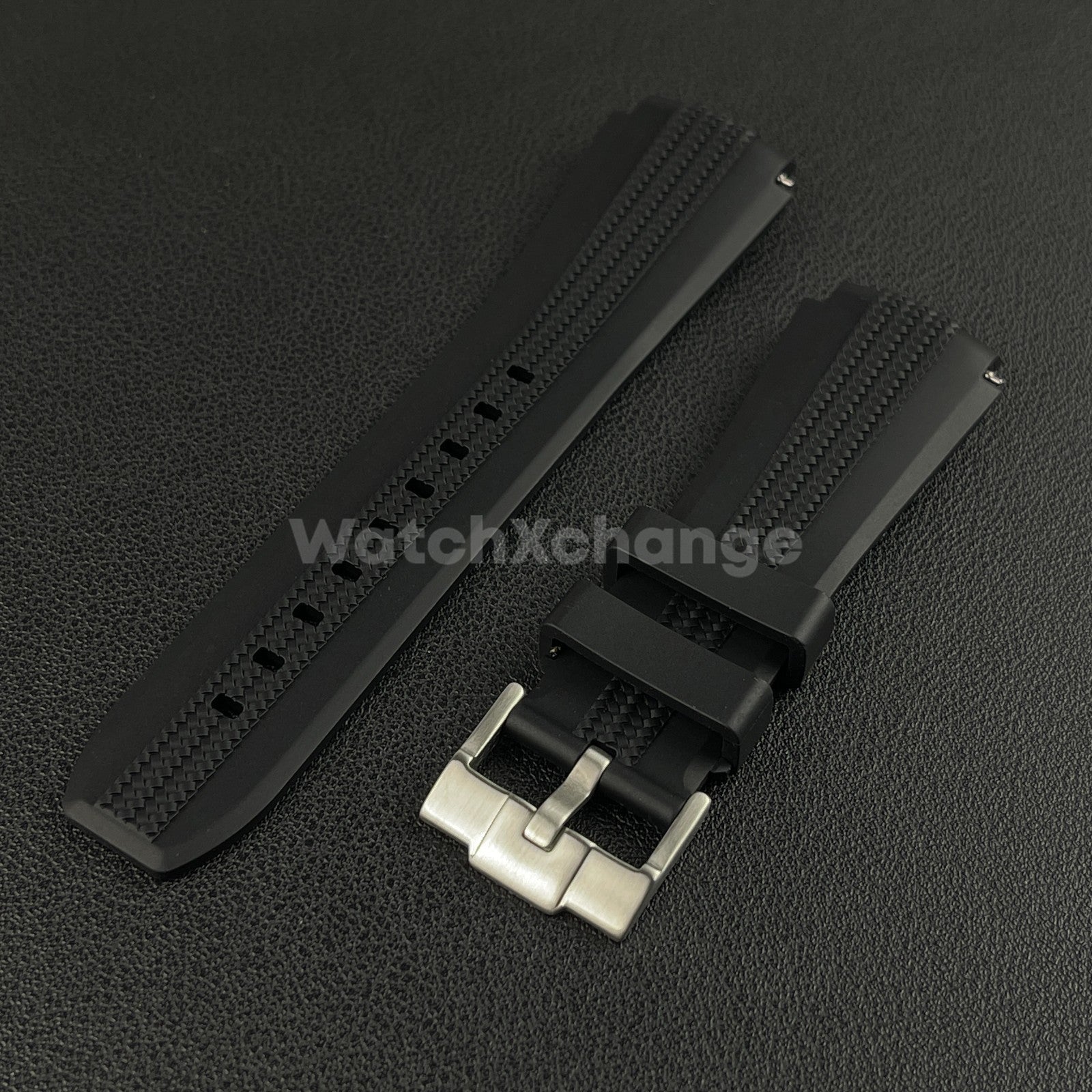 Black 20mm Silicone Rubber Curved End Watch Strap Band For Omega Rolex