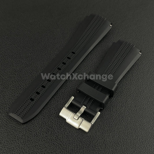 Black 20mm Silicone Rubber Curved End Watch Strap Band For Omega Rolex