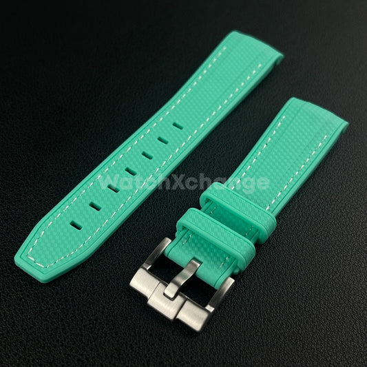 Cyan Green 20mm Silicone Rubber Curved End Watch Strap Band For Omega Rolex