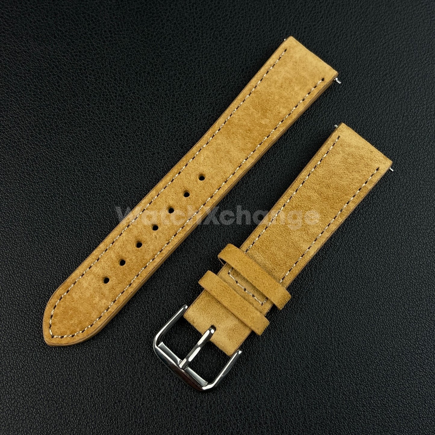 Light Brown Watch Strap Suede Leather Premium Quick Release Band 18 19 20 22mm