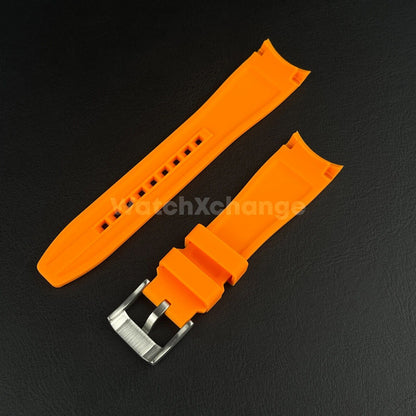 Orange 20 22mm Rubber Curved End Watch Strap Band Made For Rolex Submariner GMT