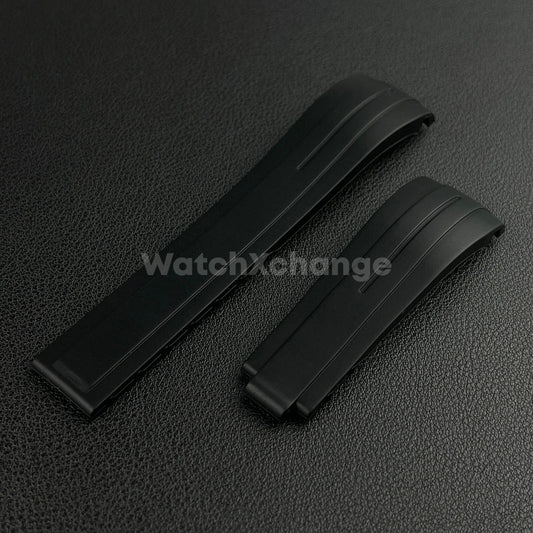 Black 21mm 22mm Curved Rubber Strap for Rolex DAYTONA SUBMARINER Yacht-Master