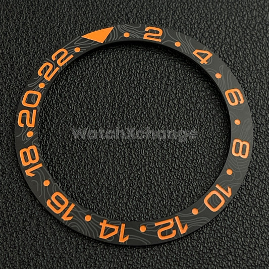 Orange & Black Grey Carbon Fibre Style Ceramic Watch Bezel Insert for Seiko NH35