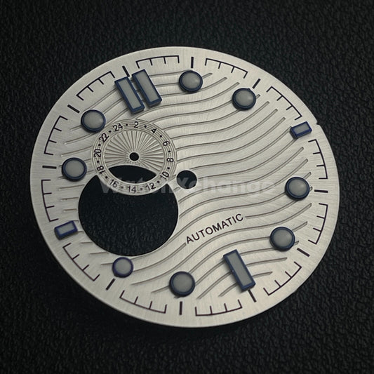 31mm Silver & Blue Watch Dial Water Wave Print for SEIKO NH39 Movement