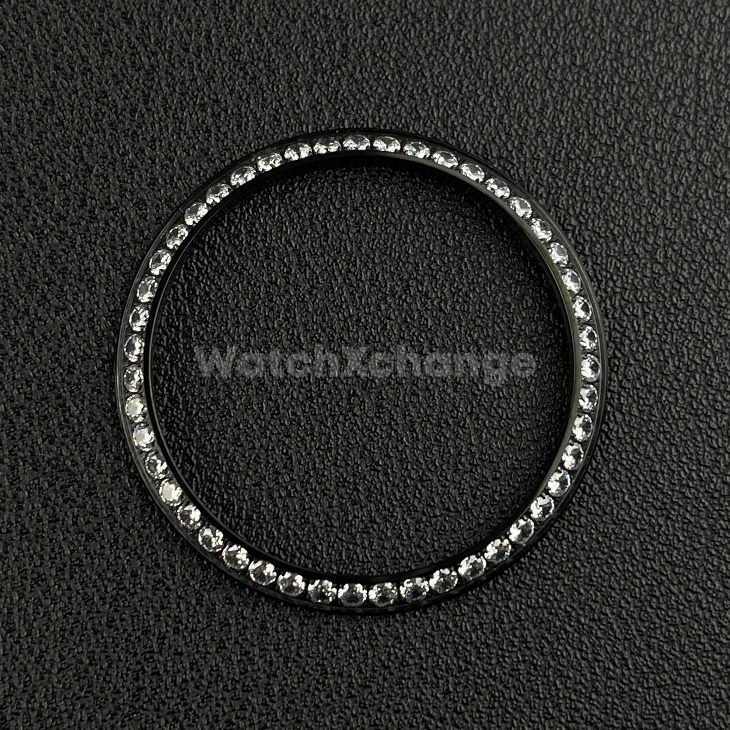 Black Curved Gemstone Stainless Steel Watch Bezel Insert Ring 36mm 39mm