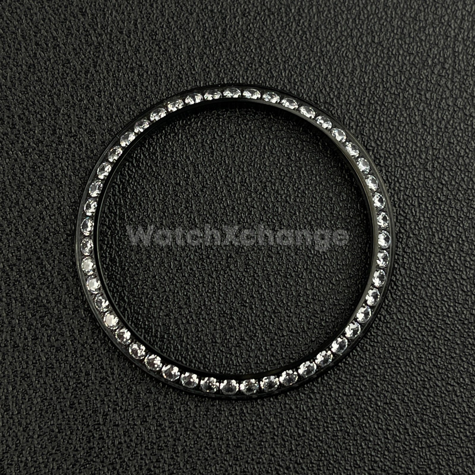 Black Curved Gemstone Stainless Steel Watch Bezel Insert Ring 36mm 39mm