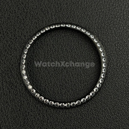 Black Curved Gemstone Stainless Steel Watch Bezel Insert Ring 36mm 39mm