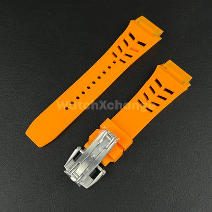 Orange 25mm-Spring Bar-Watch Rubber Band Strap For RICHARD MILLE RM011 RM-11