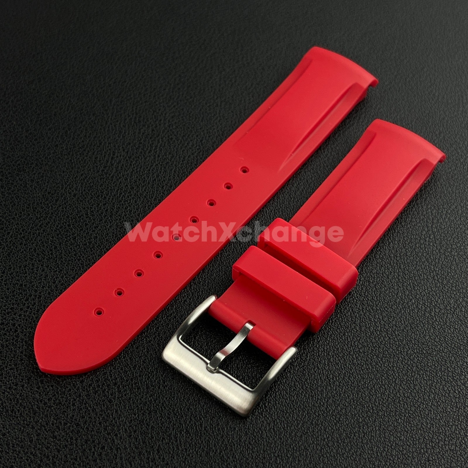 Red 20mm Silicone Rubber Curved End Watch Strap Band For Omega Rolex