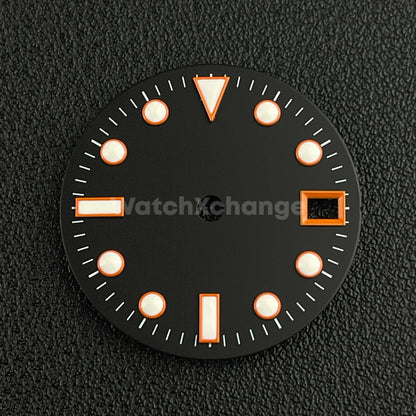 28.5mm Black & Orange Watch Dial Face for SEIKO NH35 Movement
