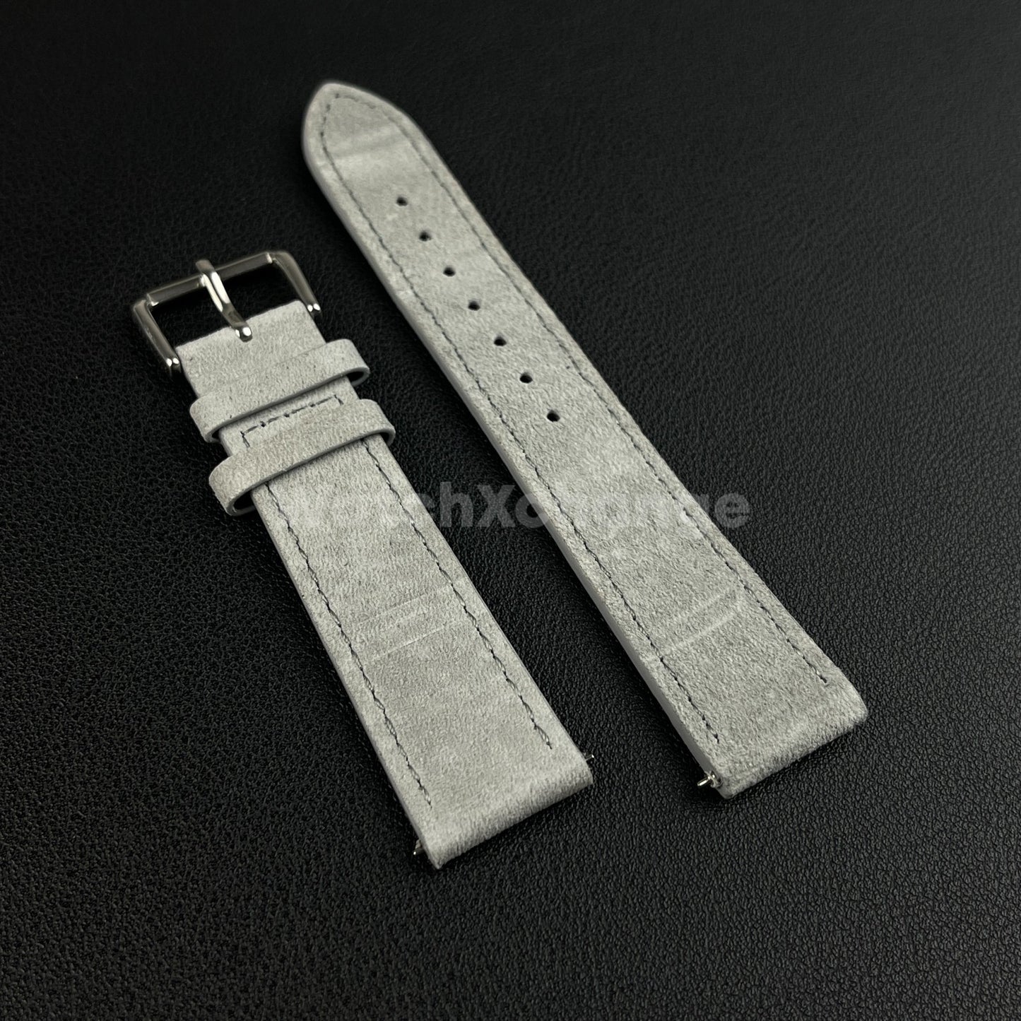 Grey Watch Strap Suede Leather Premium Quick Release Band 18 19 20 22mm
