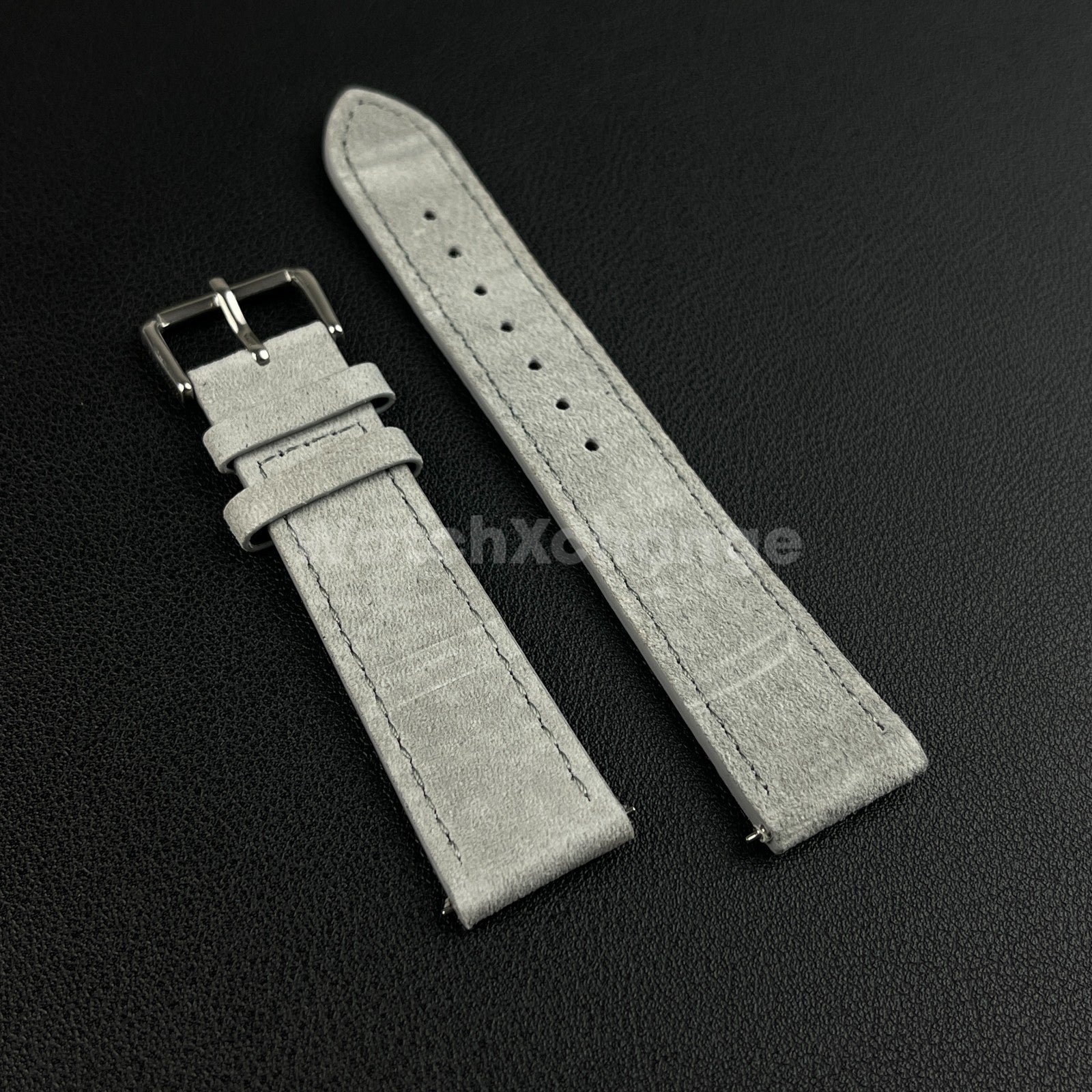 Grey Watch Strap Suede Leather Premium Quick Release Band 18 19 20 22mm