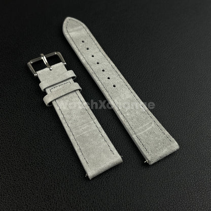 Grey Watch Strap Suede Leather Premium Quick Release Band 18 19 20 22mm