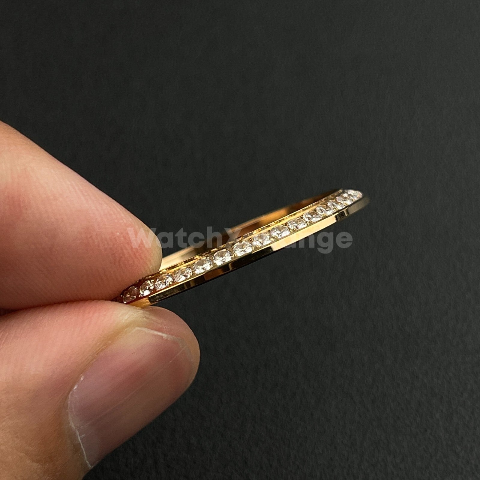 Rose Gold Curved Gemstone Stainless Steel Watch Bezel Insert Ring 36mm 39mm