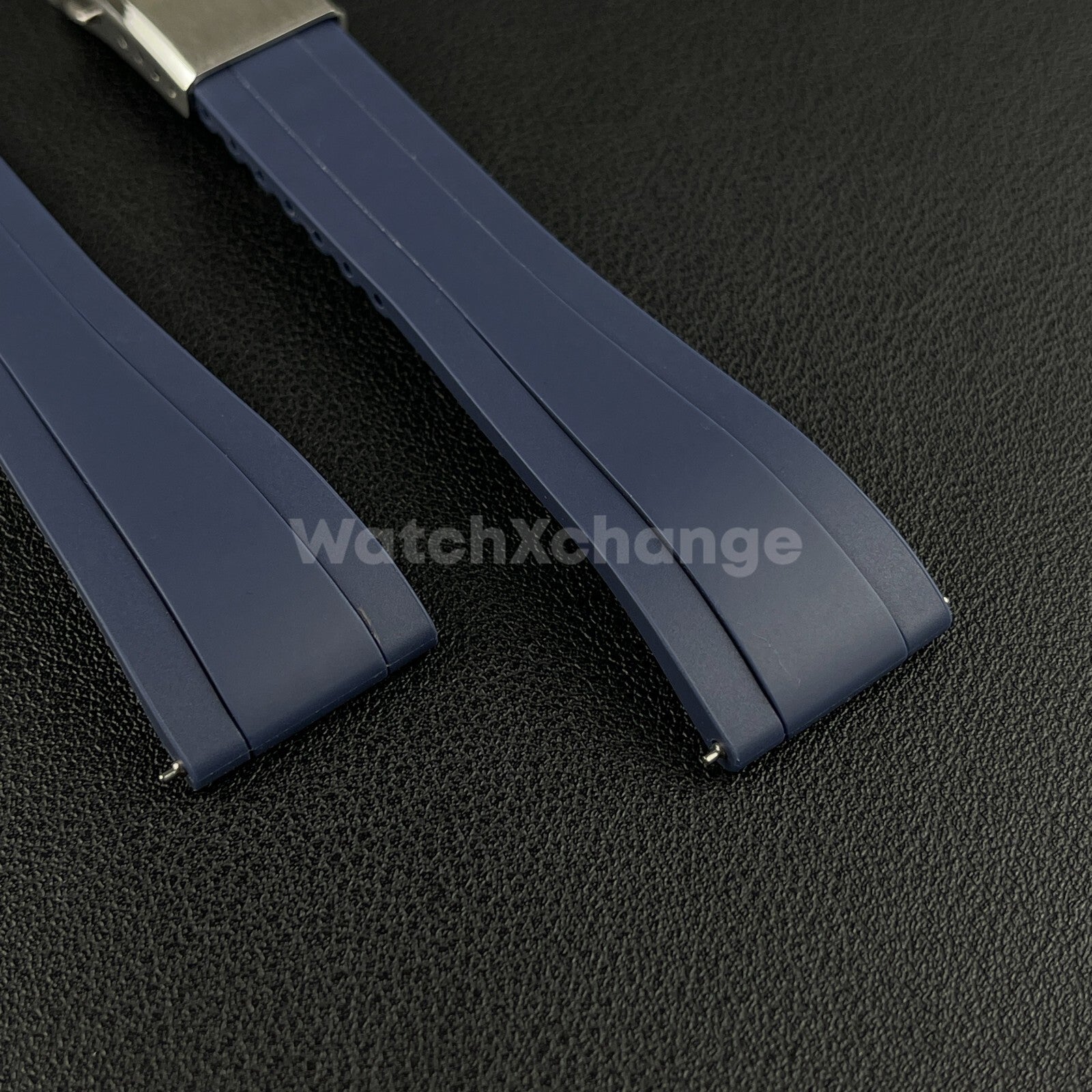 Blue Rubber Watch Strap Deployment Clasp Cut To Size Quick Release 20mm 22mm