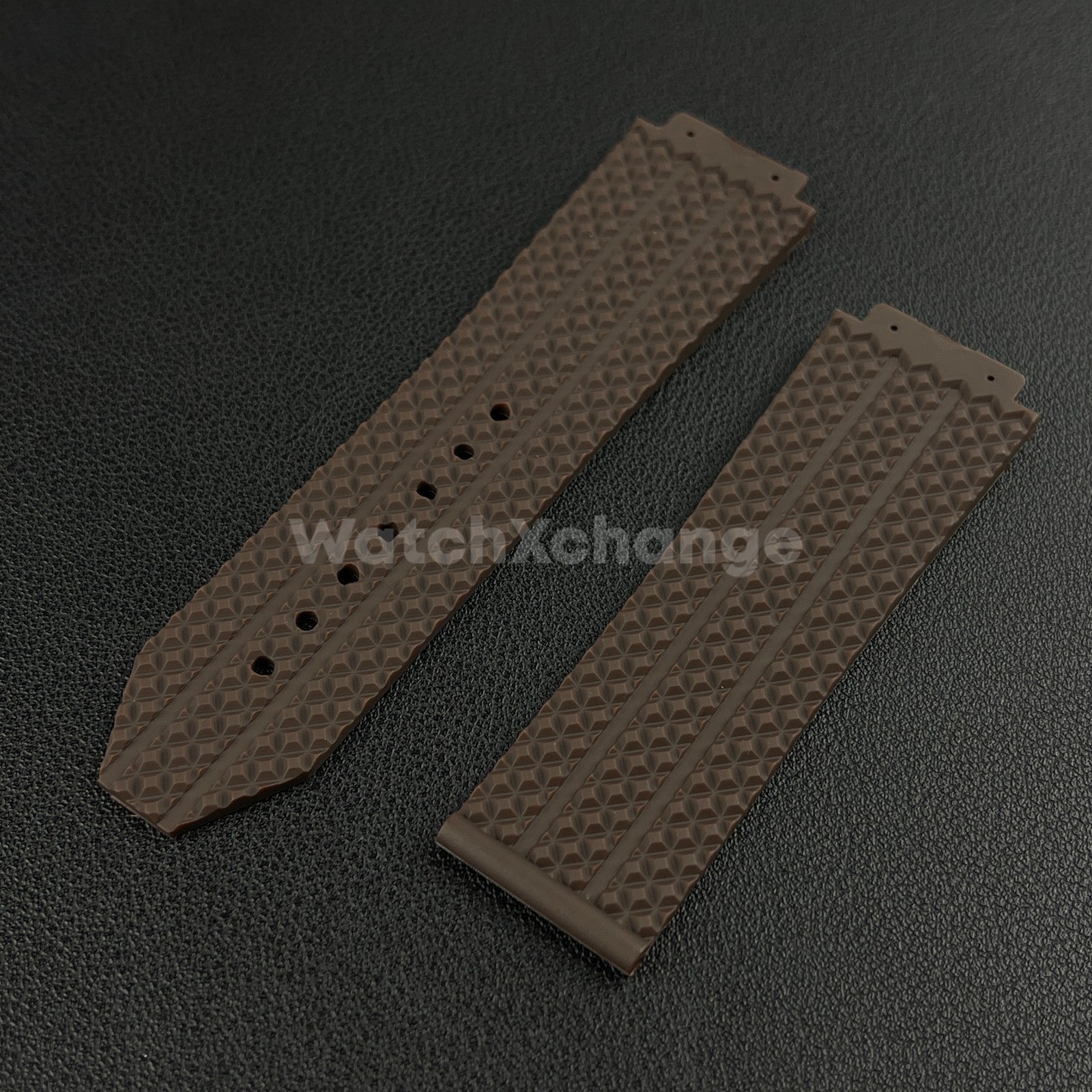 Brown Rubber Silicone Watch Strap Waterproof 26*19mm Fit HUBLOT BIG BANG Yubo
