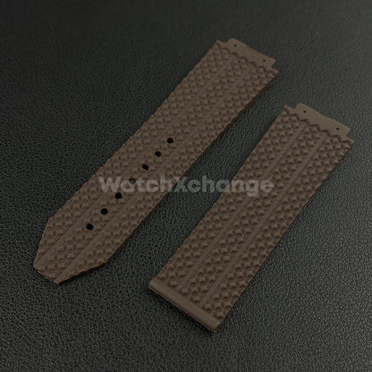 Brown Rubber Silicone Watch Strap Waterproof 26*19mm Fit HUBLOT BIG BANG Yubo