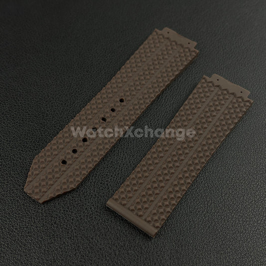 Brown Rubber Silicone Watch Strap Waterproof 26*19mm Fit HUBLOT BIG BANG Yubo