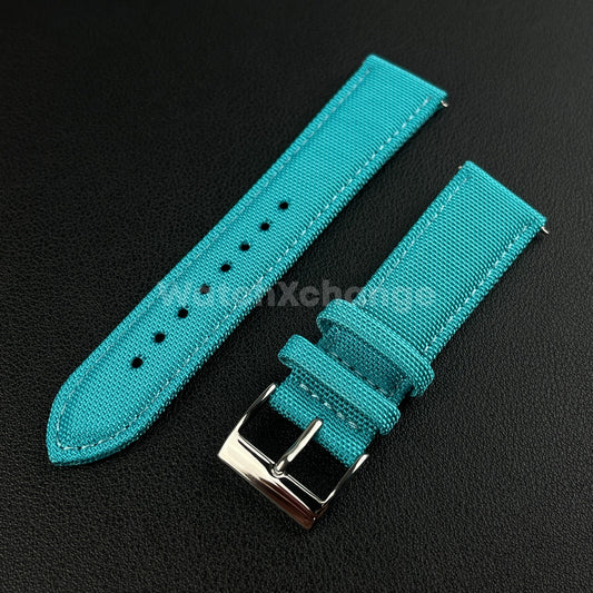 Teal Blue Watch Strap Band Nylon Canvas Sailcloth Quick Release 20mm 22mm 24mm