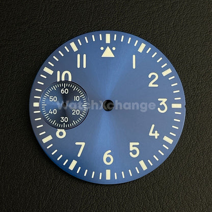 37mm Blue Watch Dial Green Luminous For ETA6497 Seagull ST3600 Movement Part
